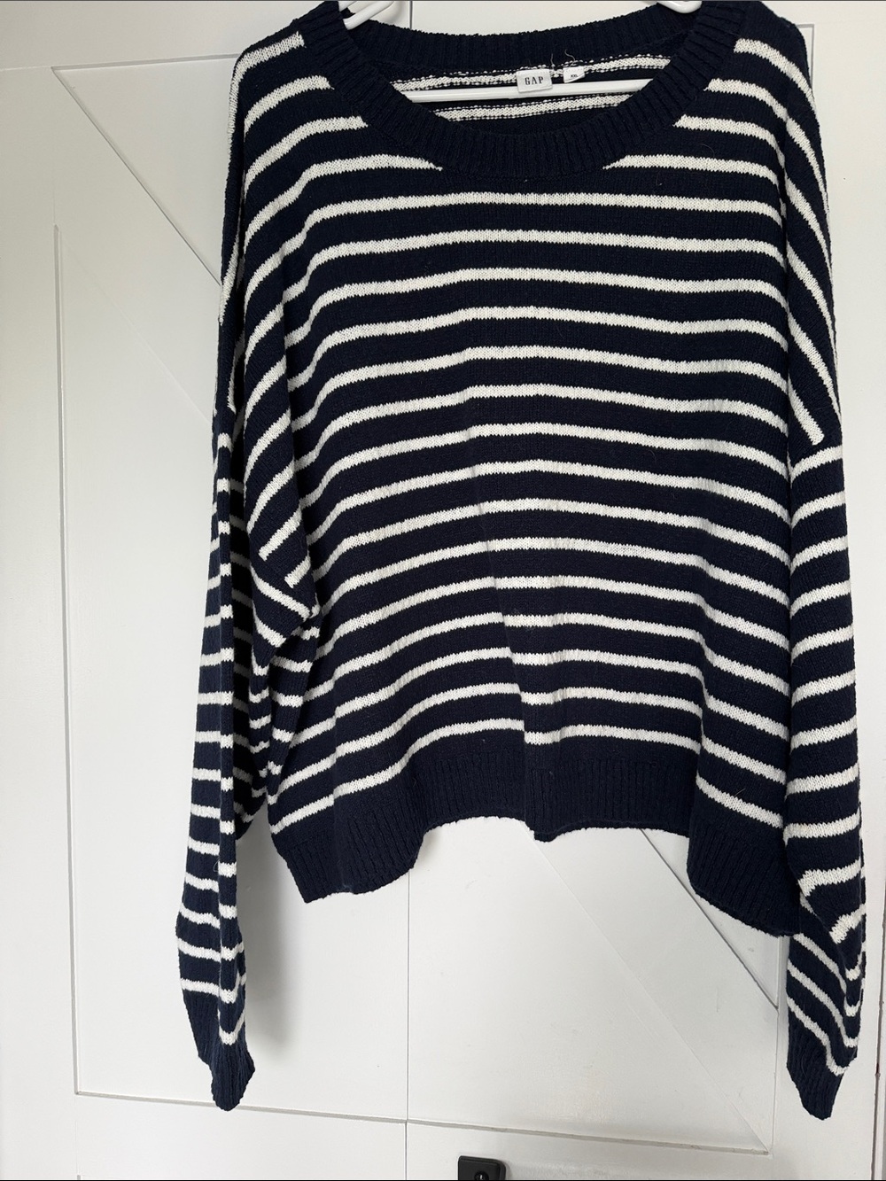 GAP Cotton Navy and White Striped Scoopneck Sweater